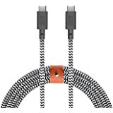 Native Union Belt Cable USB-C to USB-C - 8ft Ultra-Strong Cable with Leather Strap for Samsung Galaxy Note 9 / S9, Sony XZ, LG V20 / G7, HTC 10 / U12+, Google Pixel 2/3 and More (Zebra)