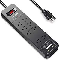 HOLSEM Power Strip Surge Protector 8 Outlets & 2 Smart USB Charging Ports (5V/2.4A), 6' Heavy Duty Extension Cord, USB...