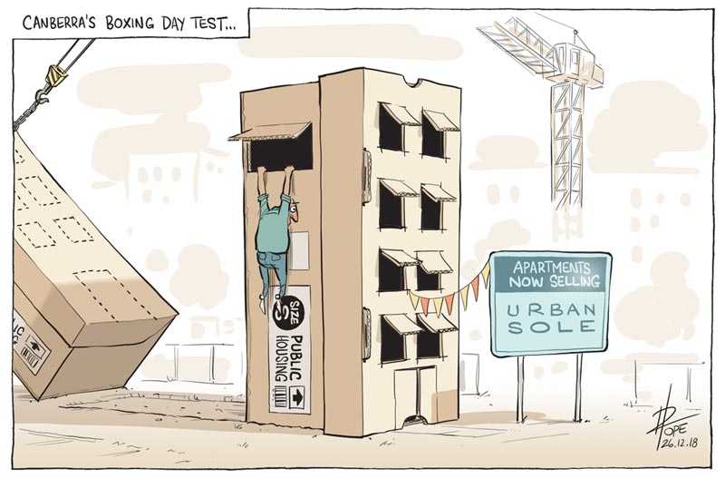 Cartoon, apartment development in Canberra