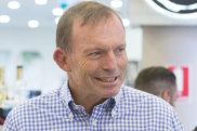 Former prime minister Tony Abbott meets voters at Bridgepoint Shopping Centre in Mosman on Saturday.