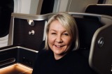 Alison Webster travelling on the first Qantas flight from Perth to London.