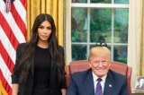 President Donald Trump with Kim Kardashian in the Oval Office.