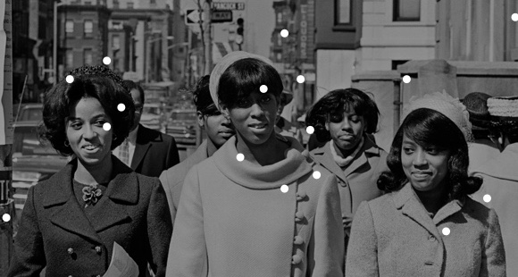 Black and white archival image of a group of women.