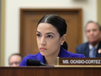 Rep. Alexandria Ocasio-Cortez (D-NY) listens during a House Financial Services Committee hearing on April 10, 2019, in Washington, D.C.