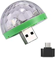 Fullfun Mini Car USB Party Light DJ LED RGB Colorful Music Sound Lamp for USB-C Phone Music Control Magic Ball (Green)