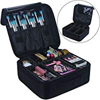 Travel Makeup Train Case Makeup Cosmetic Case Organizer Portable Artist Storage Bag 10.3'' with Adjustable Dividers for...