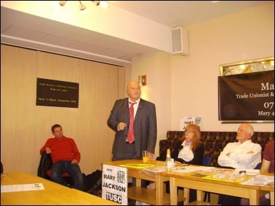 Mary Jackson with Bob Crow, at the 2013 Doncaster mayor election launch