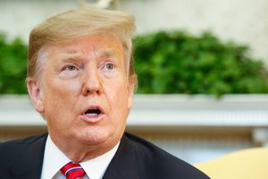 Mr. Donald Trump, President of the United States of America, answers questions from the press during the meeting, at Washington, DC 03/19/2019