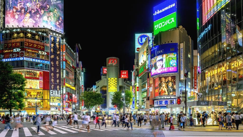 The famous Shibuya crossing in Tokyo.