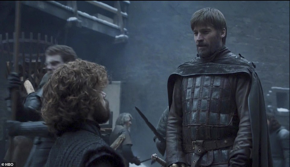 Brothers: Jaime then reunites again with Tyrion, as some Winterfell soldiers spit on them. Jaime asks how they feel about her new queen, and they aren't happy, but Tyrion says they'll come around when they see how different she is