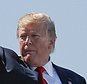 President Donald Trump, right, waves as he and first lady Melania Trump board Air Force One prior to departure from Palm Beach International Airport, Sunday, April 21, 2019, in West Palm Beach Fla. (AP Photo/Pablo Martinez Monsivais)