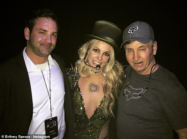 Family portrait: Britney is shown with brother Ryan and father Jamie in a July 2016 post on Instagram