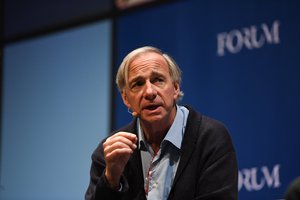 File - Ray Dalio, Founder, Co-Chief Investment Officer & Co-Chairman, Bridgewater Associates on the Forum Stage during day two of Web Summit 2018 at the Altice Arena in Lisbon, Portugal.