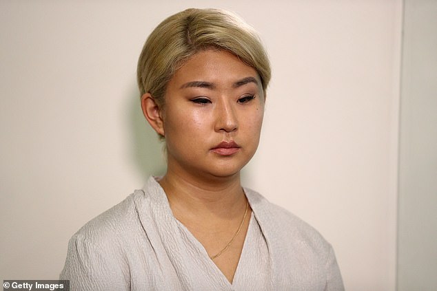 Hwang's attorney told Page Six that she and her client  'are very pleased with the resolution' (The accuser pictured in 2015 at a press conference announcing the lawsuit)