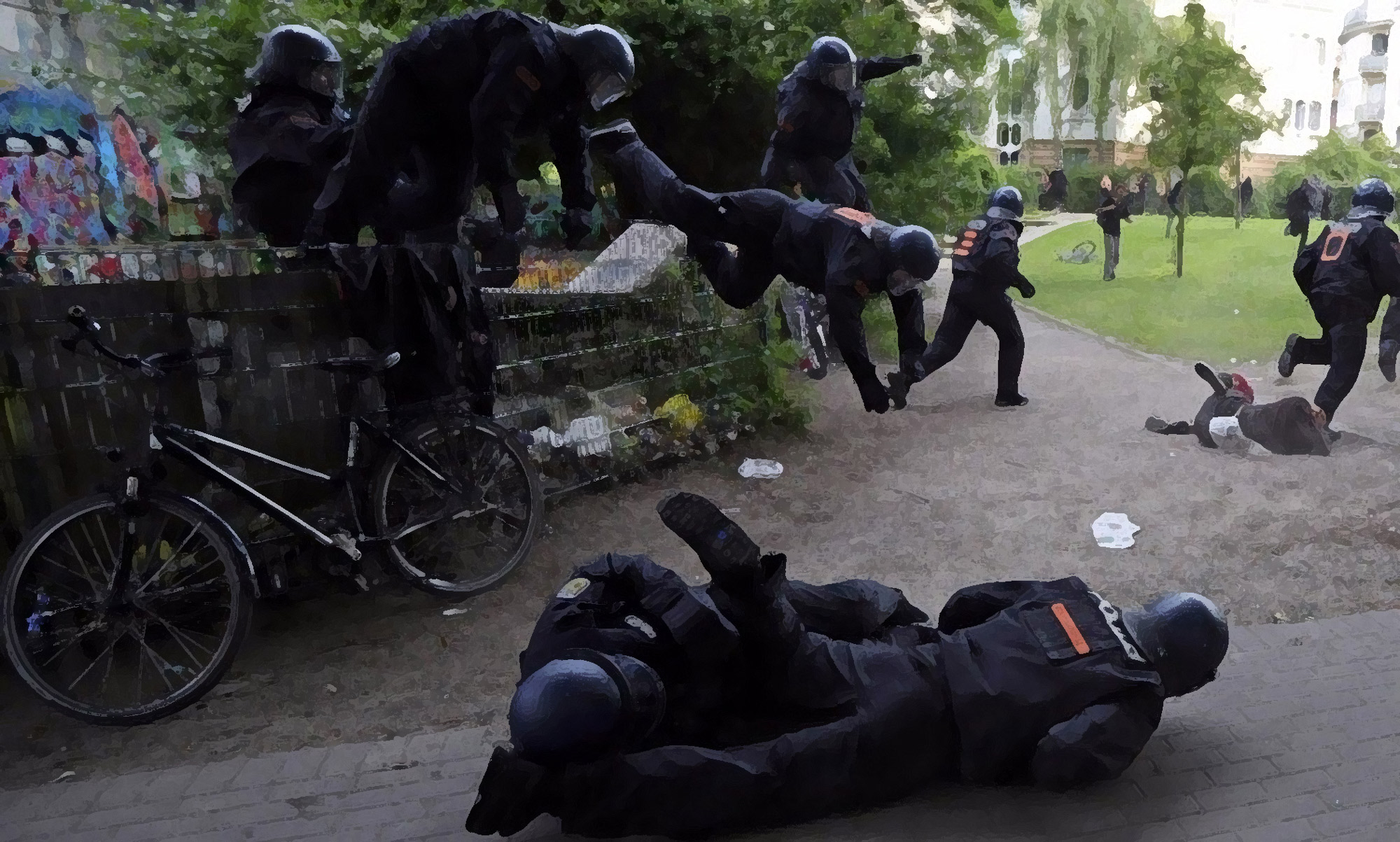 Typical policing during the G20 summit in Hamburg.