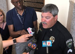 University of North Carolina-Charlotte Police Sgt. Rob Gundacker talks to reporters in Charlotte, North Carolina, on Wednesday, May 1, 2019. Authorities said Gundacker was the first officer into a college classroom where Trystan Andrew Terrell killed two people and hurt four and took him into custody. (AP Photo / Jeffrey Collins)Get Outlook for iOS%lt;https://aka.ms/o0ukef%gt;