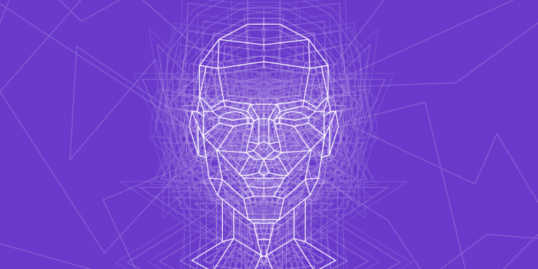 Image of face outline put together with several lines. Very cyberpunk.