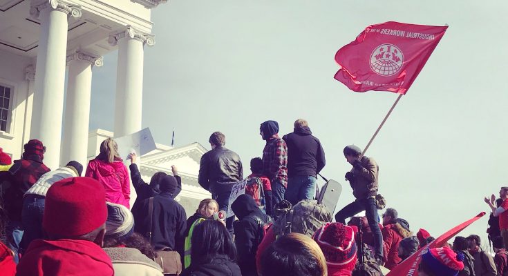 Teachers Rally in Richmond Virginia, including IWW members