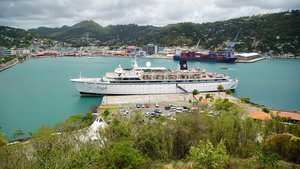 The Freewinds cruise ship is docked in the port of Castries, the capital of St. Lucia, Thursday, May 2, 2019.