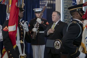 Secretary Pompeo delivers remarks at the American Foreign Service Association Memorial Plaque Ceremony, at the Department of State, on May 3, 2019.