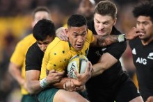 Israel Folau could have his Rugby Australia contract terminated because of his social media posts. (AAP: David Moir)