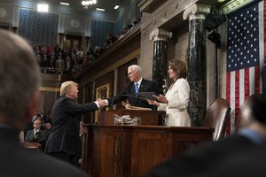 File - Donald J. Trump delivers his State of the Union address at the U.S. Capitol in Washington