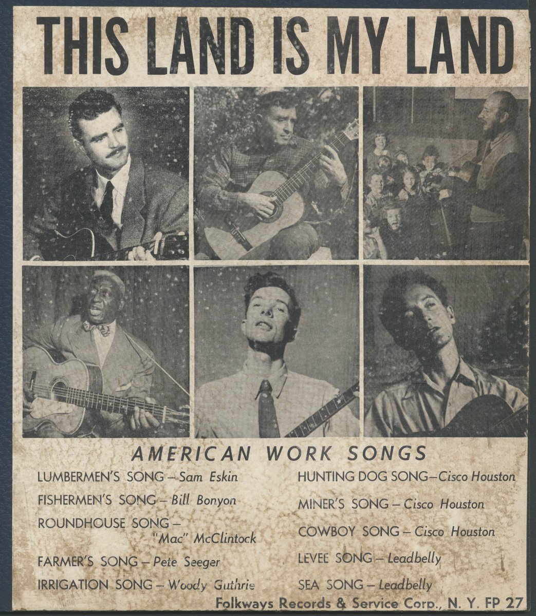 Album cover for "This Land Is My Land" featuring, among others, Pete Seeger