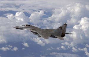 A German Air Force MiG-29 flying over the Gulf of Mexico. The Mikoyan MiG-29 (Russian: Микоян и Гуревич МиГ-29; NATO reporting name: "Fulcrum") is a fourth-generation jet fighter aircraft designed in the Soviet Union for an air superiority role.