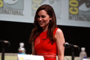 Emilia Clarke speaking at the 2013 San Diego Comic Con International, for "Game of Thrones", at the San Diego Convention Center in San Diego, California