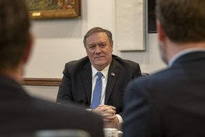 U.S. Secretary of State Mike Pompeo  meets with Department Employees at the Army War College in Carlisle, Pennsylvania on April 1, 2019.