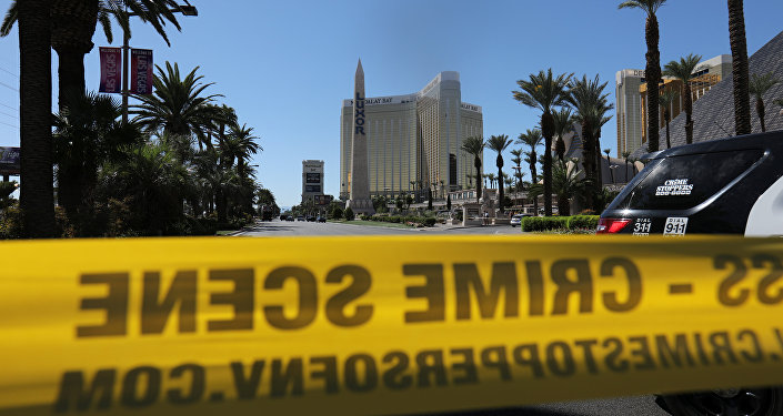 Police crime scene tape marks a perimeter outside the Luxor Las Vegas hotel and the Mandalay Bay Resort and Casino, following a mass shooting at the Route 91 Festival in Las Vegas, Nevada, U.S., October 2, 2017.