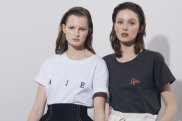 Models Tess Angel and Madison Fanshawe  - BLACK SKIRT, modelling Australian fashion label Aje's T shirts. Tees. Photographed Wednesday 8th May 2019. Photographed Wednesday 8th May 2019. Photograph by James Brickwood. SMH NEWS 190508