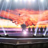 Politics, art and symbolism: Oto Nemsadze, from Georgia, performs Keep on Going at Eurovision rehearsals.