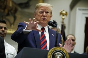 President Donald Trump speaks during a event on medical billing in the Roosevelt Room of the White House, Thursday, May 9, 2019, in Washington.