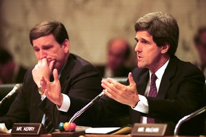 Sen. John Kerry, D-Mass., chairman, Senate Select Committee of POW-MIA Affairs, speaks at a hearing of the committee on Capitol Hill, Washington, D.C., Tuesday, Dec. 1, 1992.