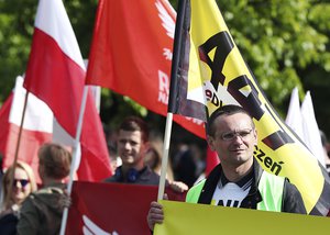 Thousands of Polish nationalists march to the U.S. Embassy, in Warsaw, Poland, Saturday, May 11, 2019.