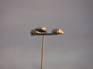 16 July 2011, Searchlights attached to lamppost.