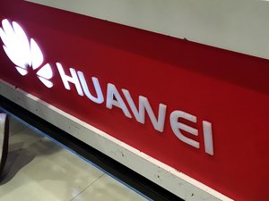 Huawei mobile phone brand logo. Taken on April 2018.