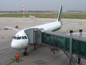 Alitalia plane at Ronchi-Trieste airport, Italy.