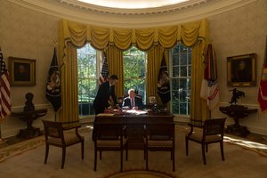 US President Donald J. Trump in the Oval Office