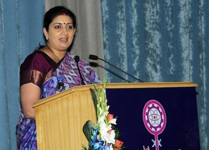 The Union Minister for Human Resource Development, Smt. Smriti Irani addressing at the National Workshop on �Women Innovators for Excellence in Research and Science� WINNERS � 2015 on International Women�s Day, in New Delhi on March 09, 2015.