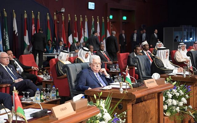 Palestinian Authority President Mahmoud Abbas at a meeting of Arab and European leaders in Sharm el-Sheikh on February 24, 2019. (Credit: Wafa)