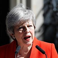 Britain's Prime Minister Theresa May announces her resignation outside 10 Downing Street in central London on May 24, 2019. (Tolga Akmen/AFP)