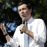 Democratic presidential candidate Pete Buttigieg, the mayor of South Bend, Ind., speaks during a fundraiser at the Wynwood Walls, Monday, May 20, 2019, in Miami. (AP Photo/Lynne Sladky)