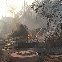 Effects of a fire in the central town of Mevo Modiim on May 23, 2019. (Israel Fire Service)