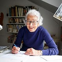 In this file photo from  June 12, 2018, German-born British author and illustrator Judith Kerr, poses for a photograph at her home in west London on June 12, 2018. (Tolga Akmen/AFP)