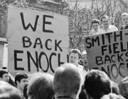 Smithfield meat packers strike for Powell - London, 1968.