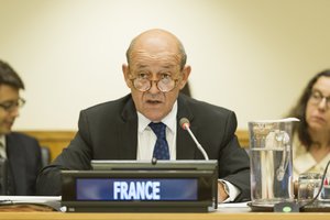 26 September 2018,Jean-Yves Le Drian, Minister for Europe and Foreign Affairs of France, opens the high-level meeting on "The Universal Declaration of Human Rights: a prevention tool to achieve peace and sustainable development", held on the margins of the general debate of the seventy-third General Assembly