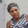 New-look: Serena Williams playing in her latest outfit at the French Open.