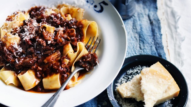 Neil Perry's oxtail ragu with pappardelle pasta recipe.